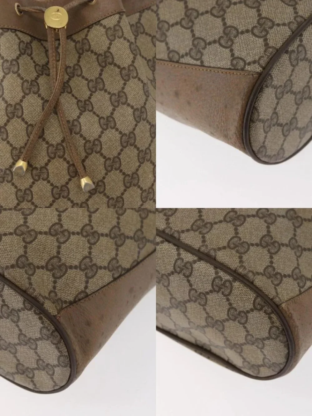 GUCCI GG Supreme Web Sherry Line Bag PVC Beige Gold 41 02 034 Auth 181983 - Picture 14 of 15